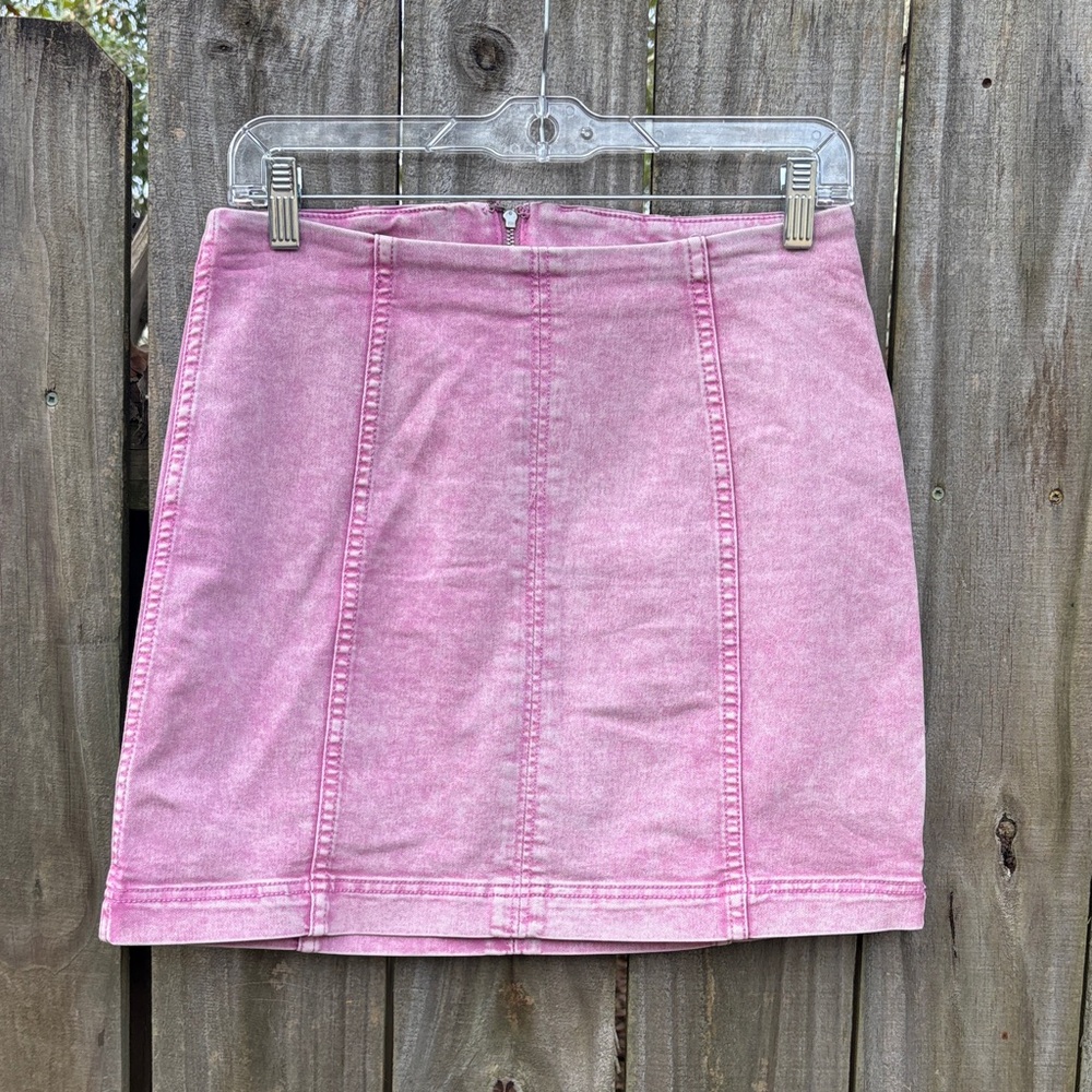 Free People Pink Denim Skirt